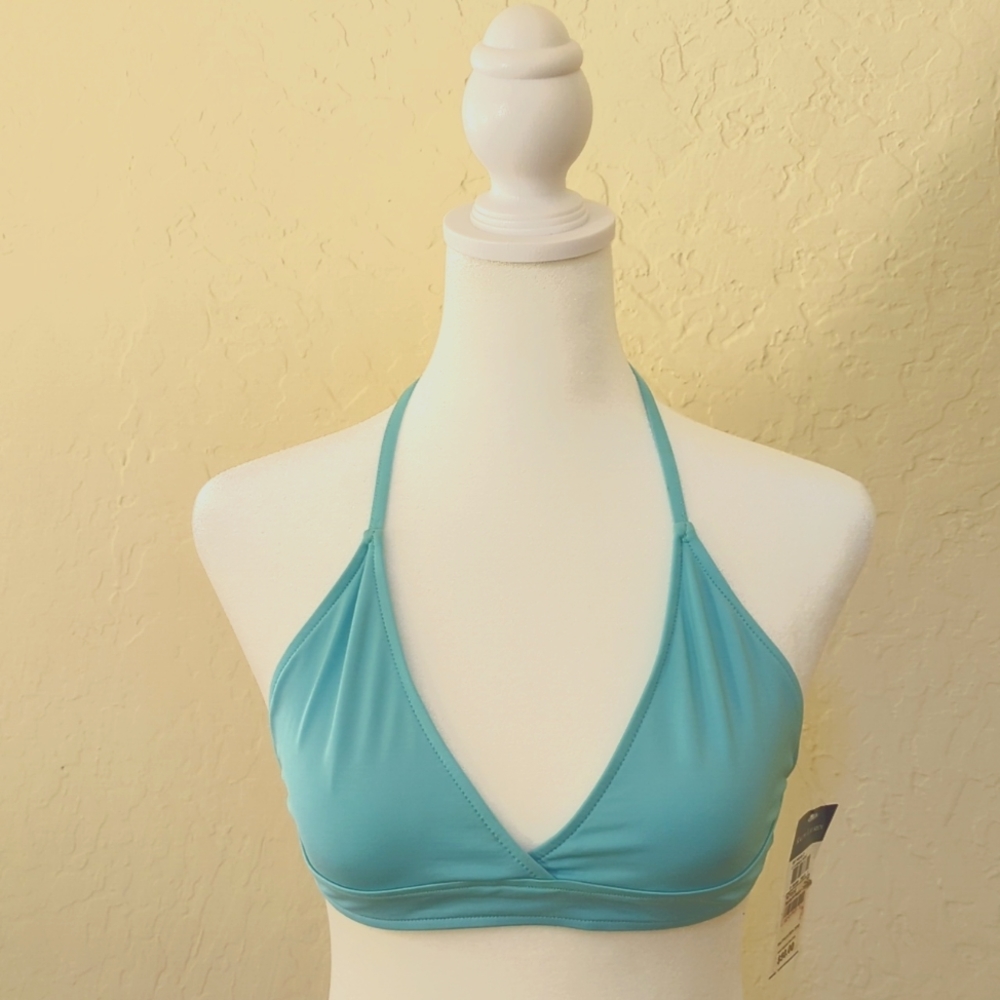 Ralph Lauren Turquoise Blue V Neck Halter Bikini Top Separate Size 2